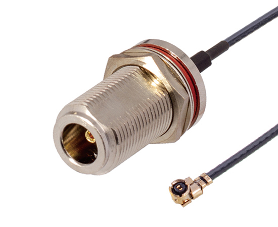 N(母)板后直式插座转IPEX 1代，线缆： RF1.13 ，频率：DC~6GHz